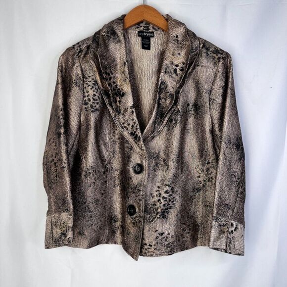 Lane Bryant Tan Animal Print Structured Collar Single Breasted Blazer Sz 14/16W - Picture 11 of 11